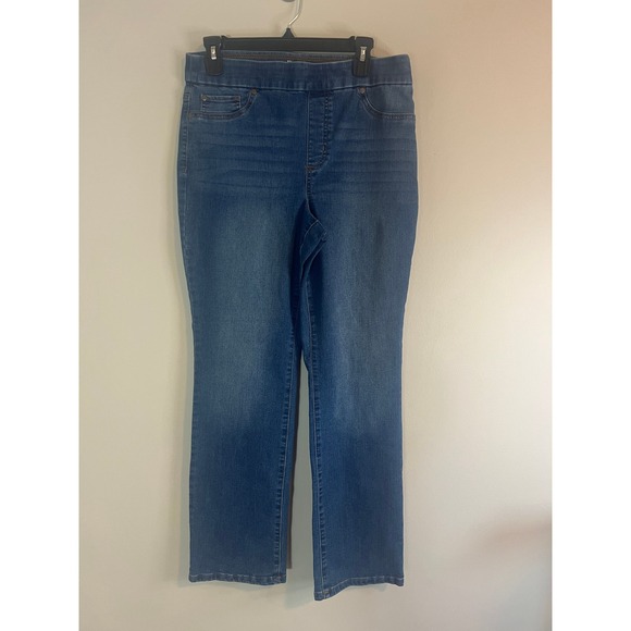 Kim Rogers Denim - Kim Rogers Tummy Control Pull On Jeans Medium Wash Straight Leg Size 12 Average